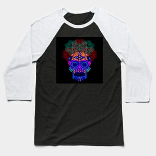 ñanduti night light ecopop skeleton catrina head in street graffiti style art Baseball T-Shirt